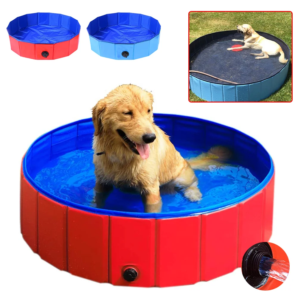 160*30 cm/120*30 cm/ 80*20 cm piscina para mascotas piscina plegable baño para perros piscina portátil para mascotas con válvula de drenaje bañera para perros al aire libre