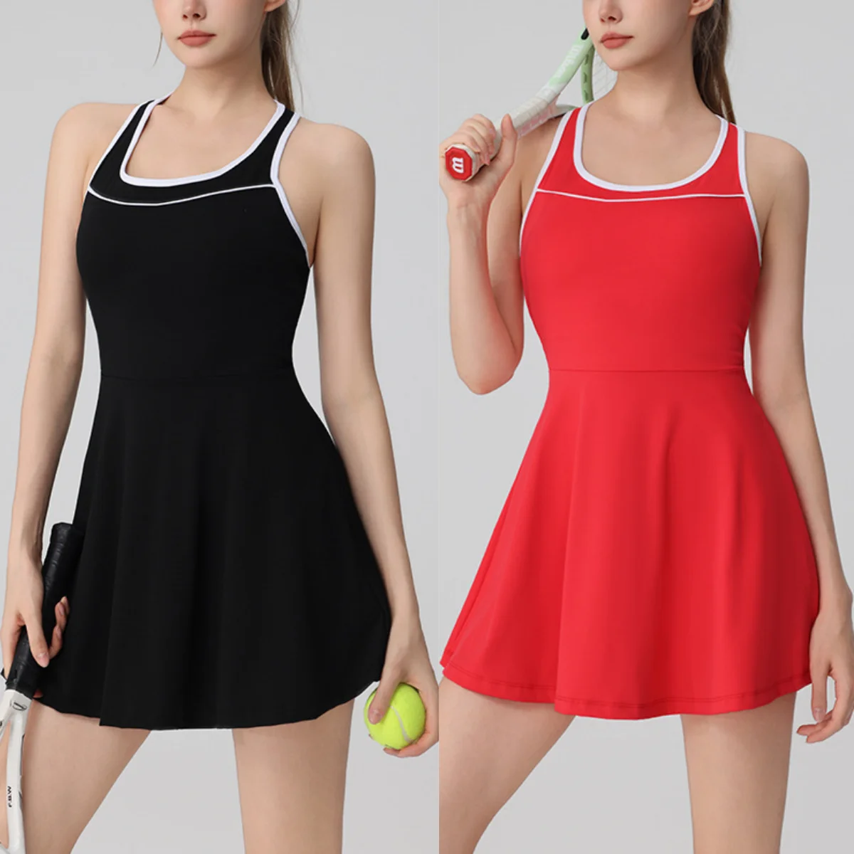 

Women Tennis Dress Racerback Built in Bra with Inner Separate Shorts Pockets golf badminton beach tennis sport dresses women