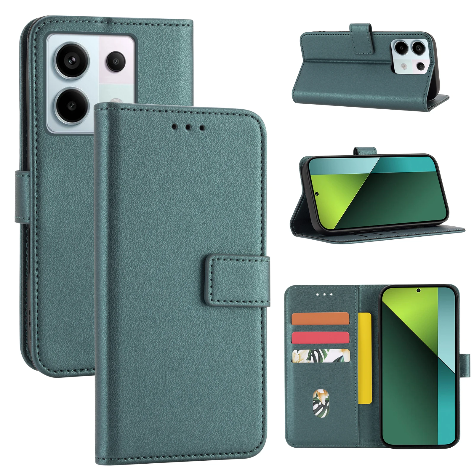 Flip Cover Schutzhülle für Redmi Note 15/14/13/12/11/10/9Pro mit Kartenfach, Kunstleder-Schutzhülle – Detail 5