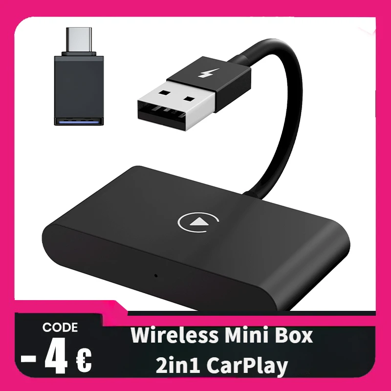 NEW Wireless Mini Box 2in1 CarPlay Android Car Wireless Adapter Smart Plug And Play Dongle Bluetooth WiFi Fast Connect