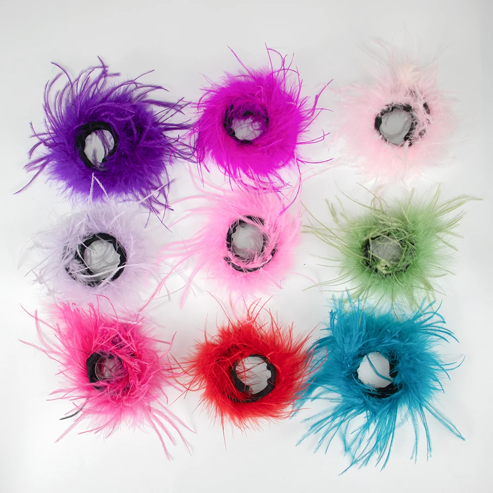 1PC Ostrich Feather Cuffs  Slap Ring Hair Accessories Decoration Plume Detachable Bracelets Wristband Patting Circle Customized