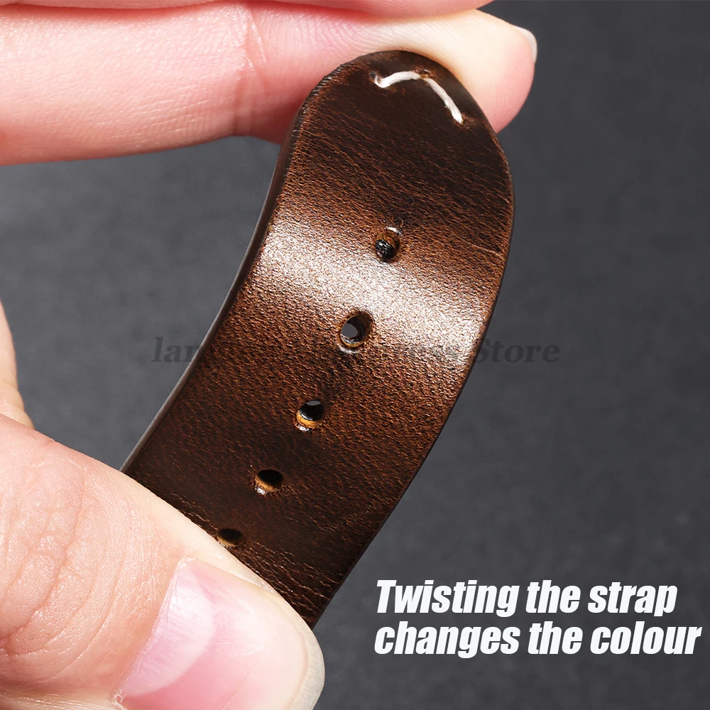 خمر النفط الشمع الجلود حزام الساعات 18 مللي متر 19 مللي متر 20 مللي متر 21 مللي متر 22 مللي متر 24 مللي متر ل أوميغا ل سايكو معصمه خياطة جلد البقر حزام (استيك) ساعة