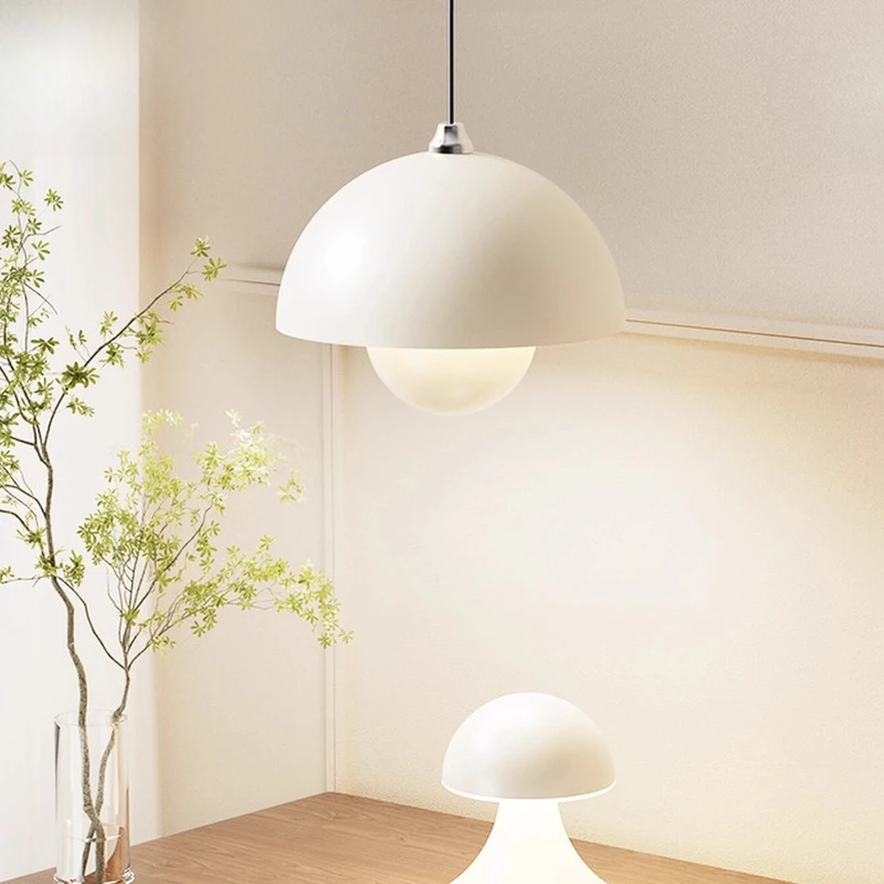 Nordic Design Cream Wind Ceiling Pendant Light with Touch Switch LED Adjustable Hanging Lamp Living Room Bedroom Restaurant Bar