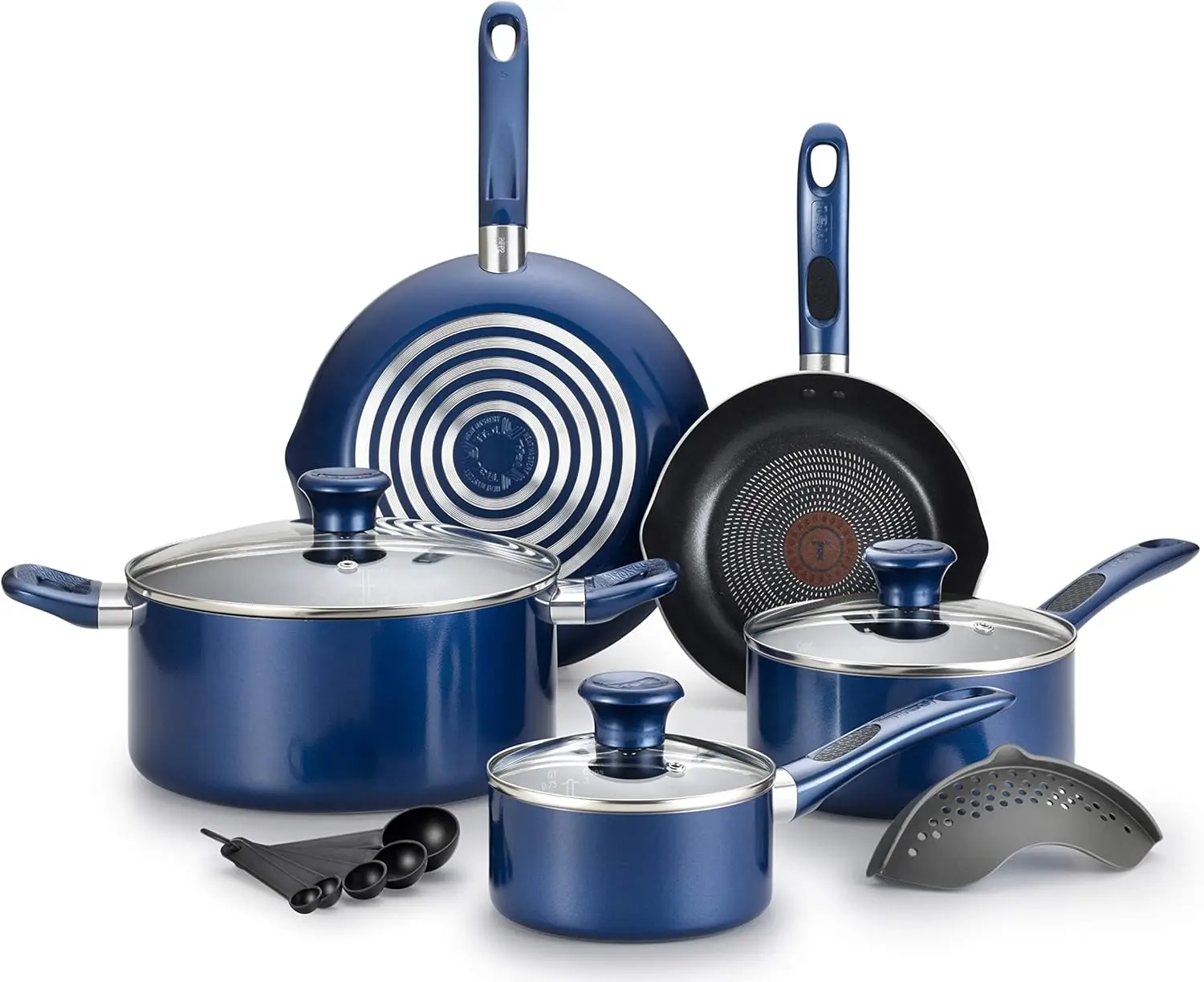 

Nonstick Thermo-Spot Heat Indicator Dishwasher Oven Safe Cookware Set, 14-Piece, Blue