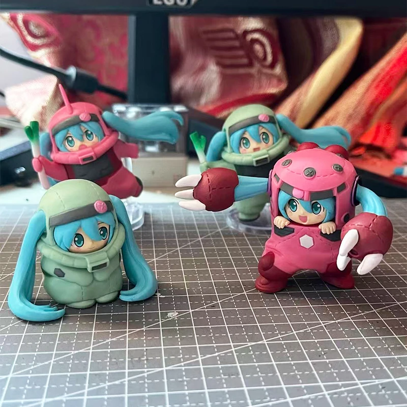 

Original Bandai Hatsune Miku Gundam Collaboration Gashapon Model Cute Figure Zaku Toys Collectible Figurine Kids Gift 4Pcs Set