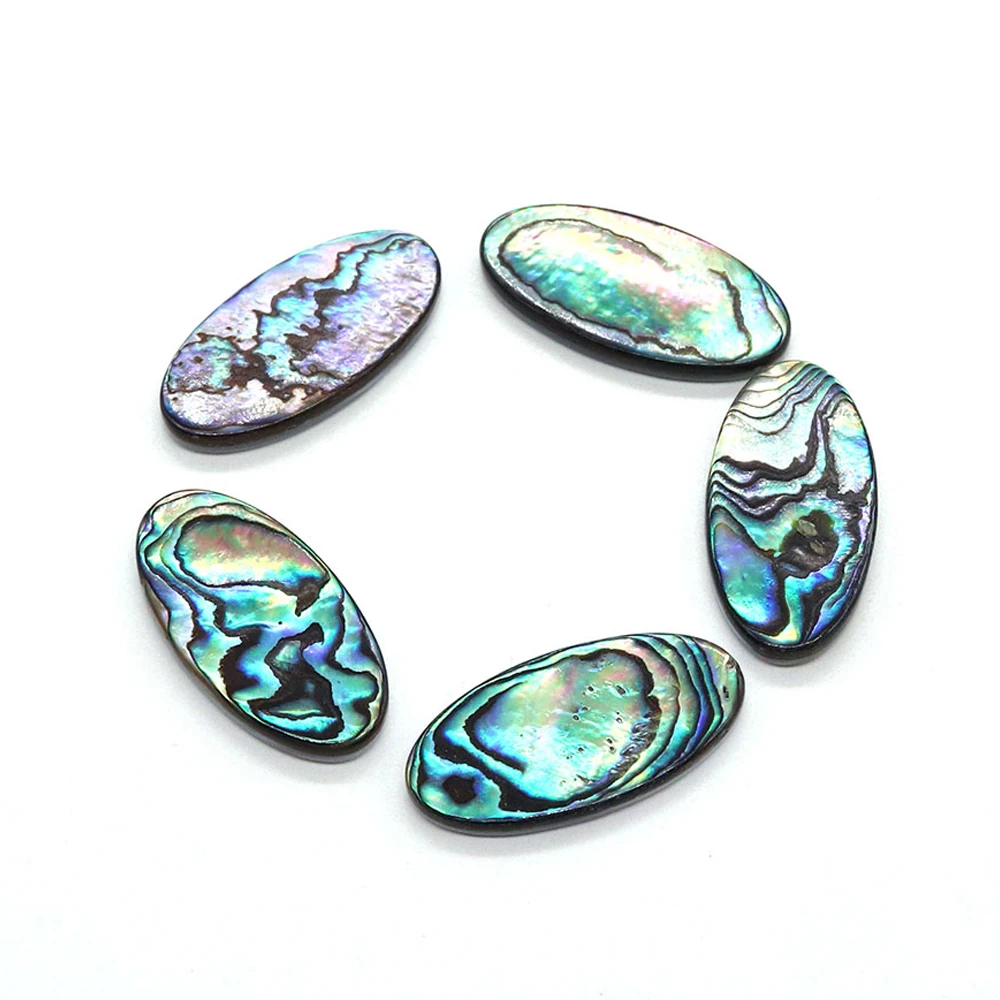 Vintage Natural Abalone Shell Cabochons Beads Flat Back Oval Cabochons Cameo Beads DIY Jewelry Making Necklace Ring Accessories