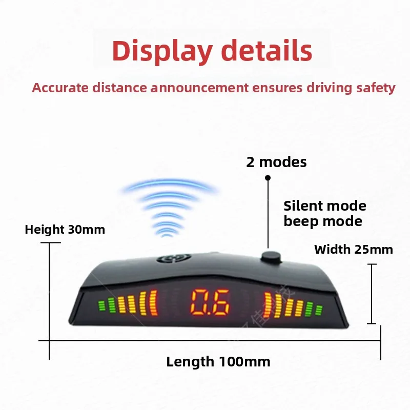 8 Segment LED Digital Display Car Parking Sensor System with Sound Alarm for 2 4 6 8 Probe Reverse Radar Detector Backup
