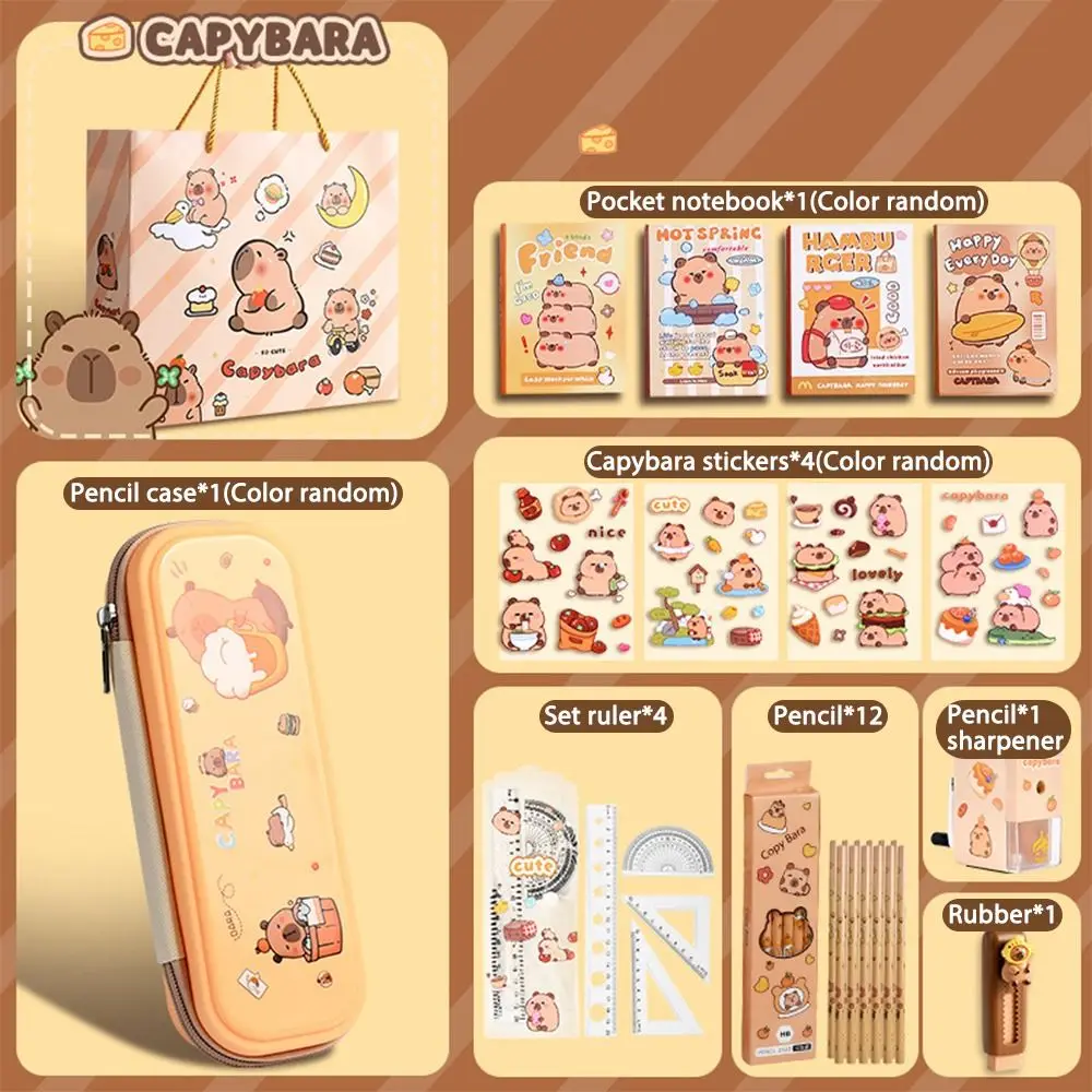 Capybara Schoolspullen Set – 105-delige Set Met Pen, Stickers, Notitieblok, Etui, Voor Kinderen En Fans