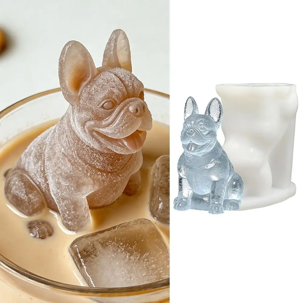 Cute 3D Dog Silicone Candle Mold Simulated Sitting Cat Ice Cube Mold Handmade Non-stick Pudding Mold Plaster