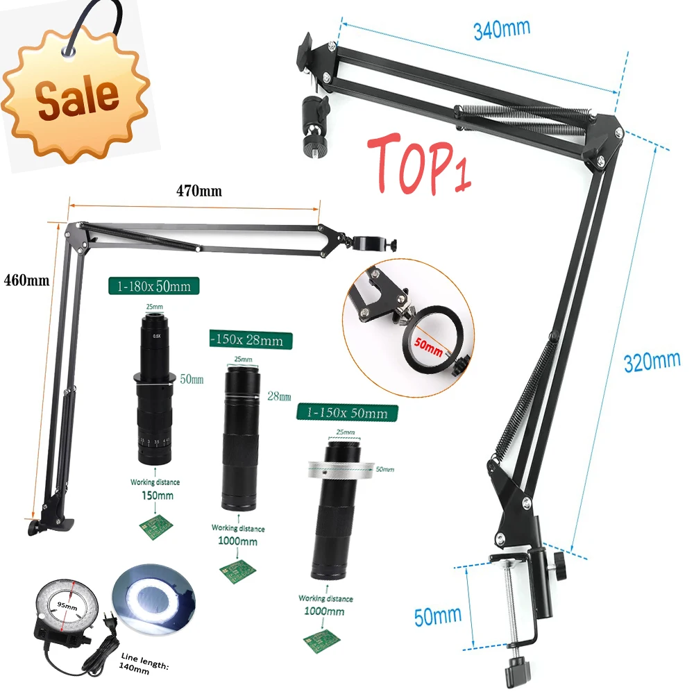 Multifunctional DIY led light microscope long lens Accessory Photography Adjustable boom camera tripod Bench source