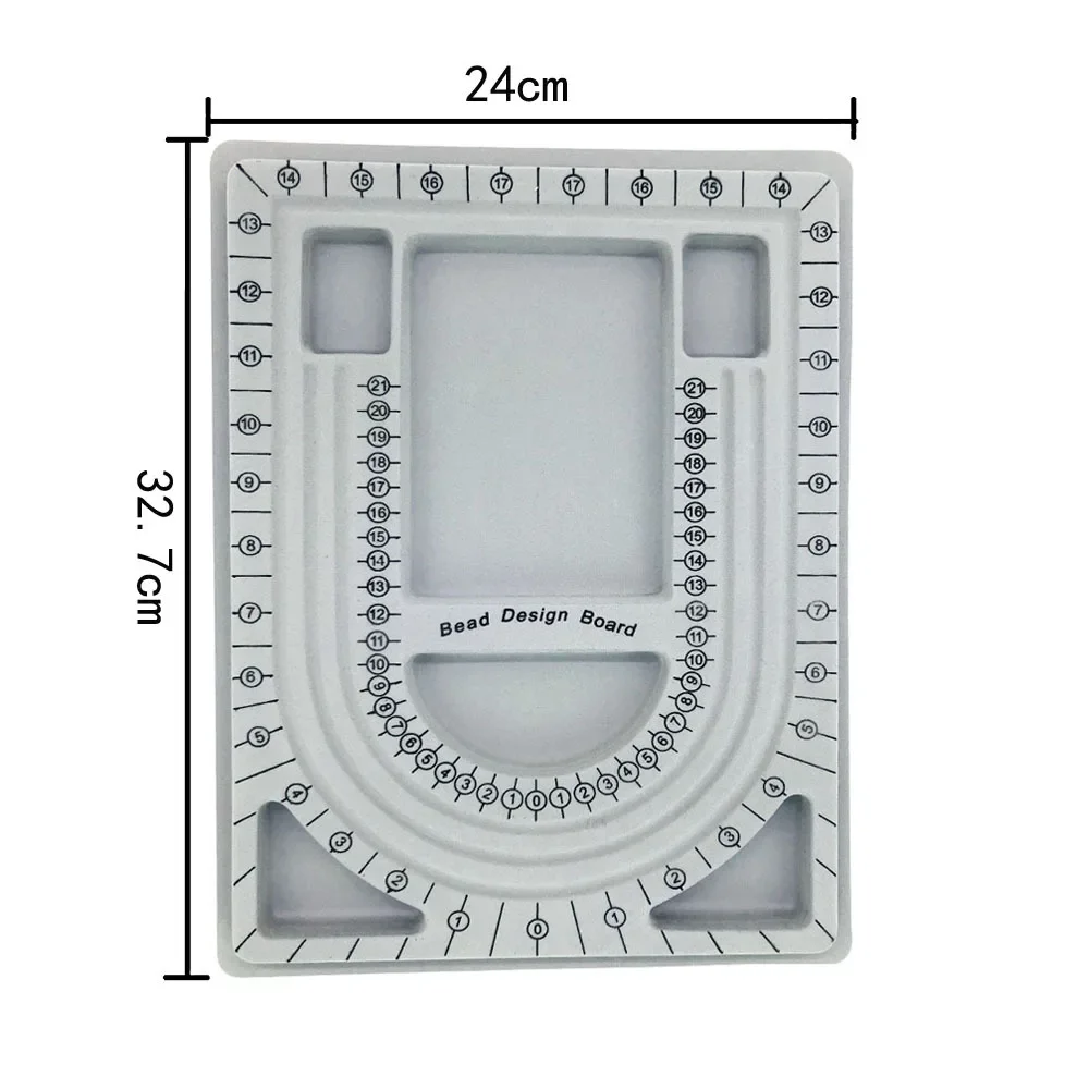 Bead Design in Beading Board and Gray Flock with Lid Measuring Tool DIY Jewelry Making Accessories