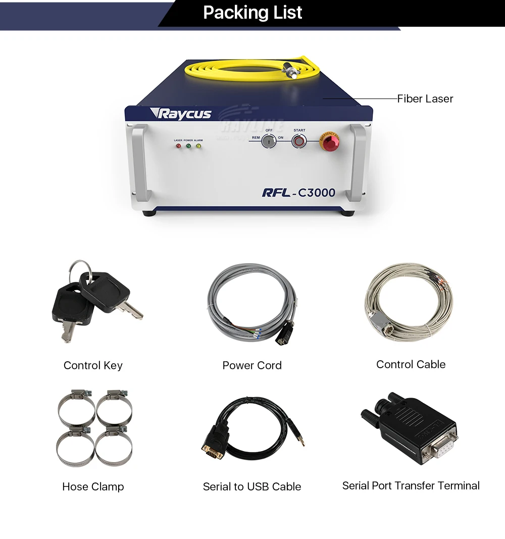 100% Brand Raycus Laser Source RFL-C1500 RFL-C2000 RFL-C3000 1.5 KW 2KW 3KW 6KW Fiber Laser Source Fiber For Cutting Welding