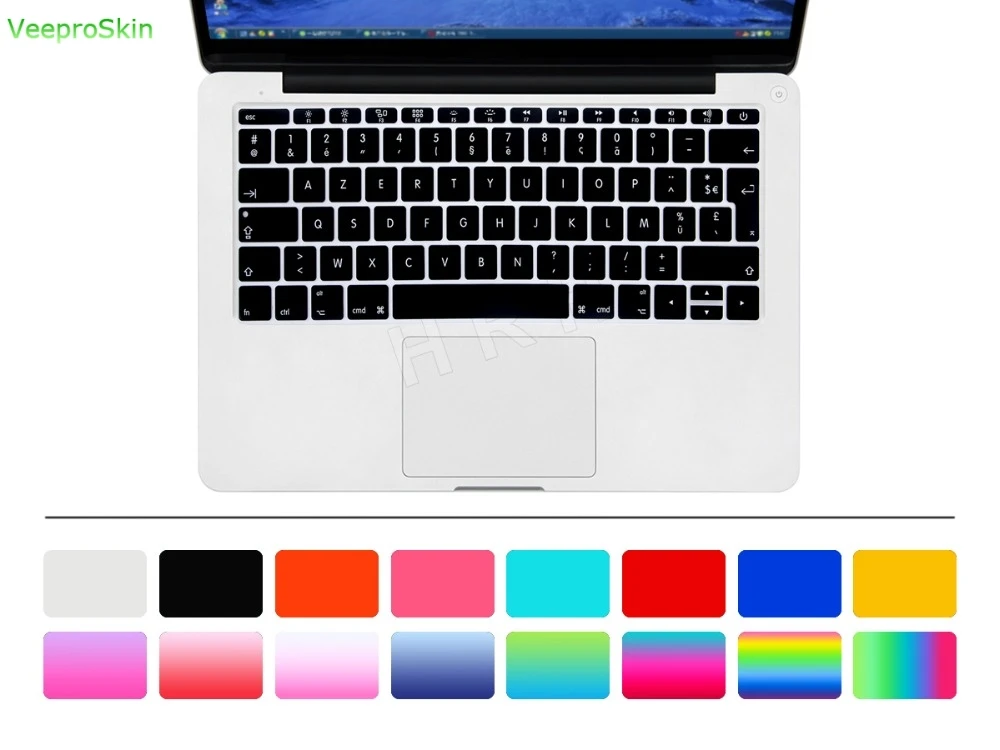 For Macbook 12 inch AZERTY French UK Silicone Keyboard Cover Skin for MacBook New Pro 13