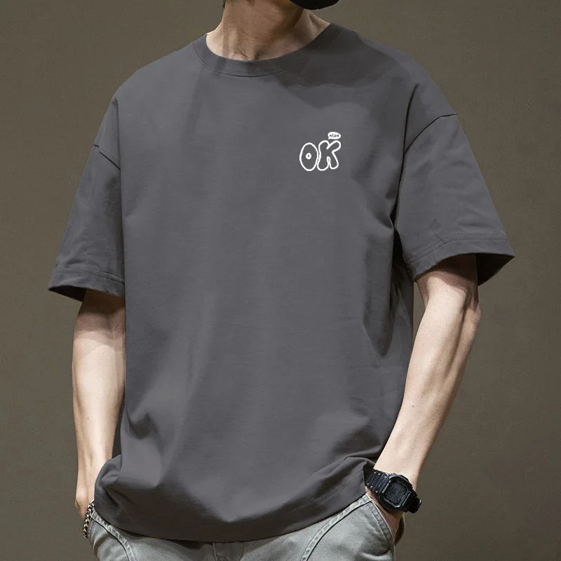 

American Style Men's Short Sleeve T-Shirt Cotton Print Casual Summer Fashion Brand Student Crew Neck Basic Fit T-Shirt