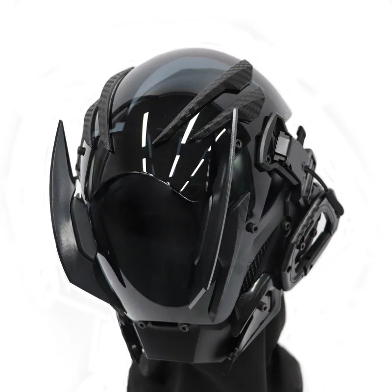 Halloween LED Helmet Light Up Futuristic Mechanical Cosplay Mask Unisex For Bar Rave Festival Gift Casco