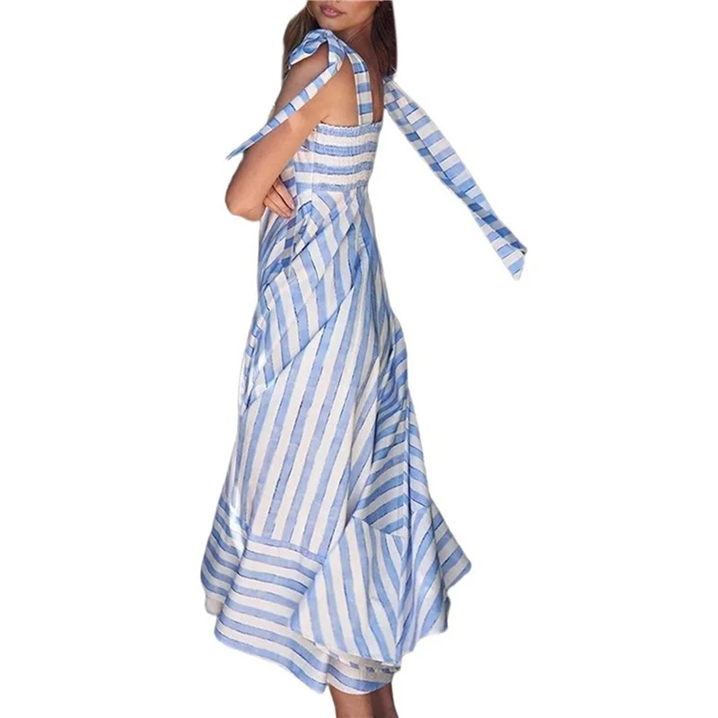 ASDS-Mulher verão floral sem mangas maxi vestido casual alça espaguete em camadas flowy praia vestido longo