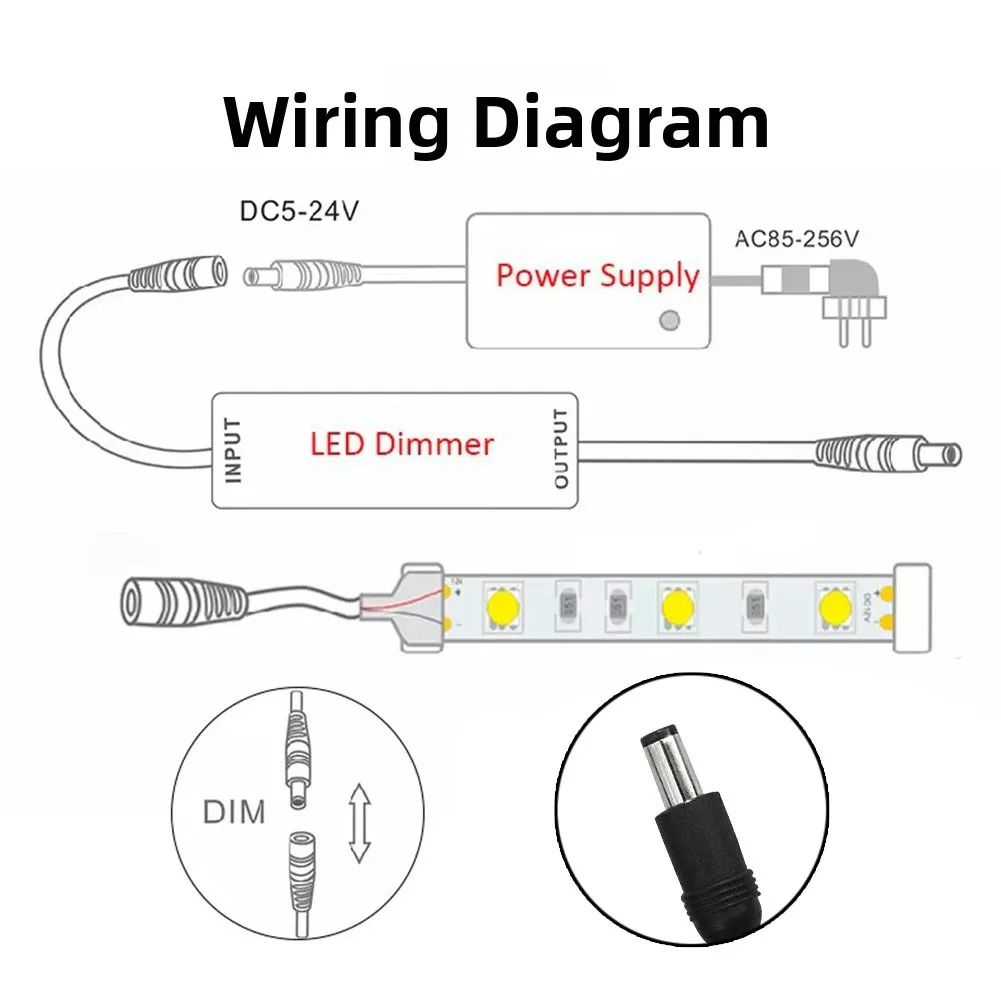 LED Strip RF Dimmer with 10-Brightness Control and Dynamic Lighting Modes Jump Fade Strobe for DC 5-24V Single Color For Strips