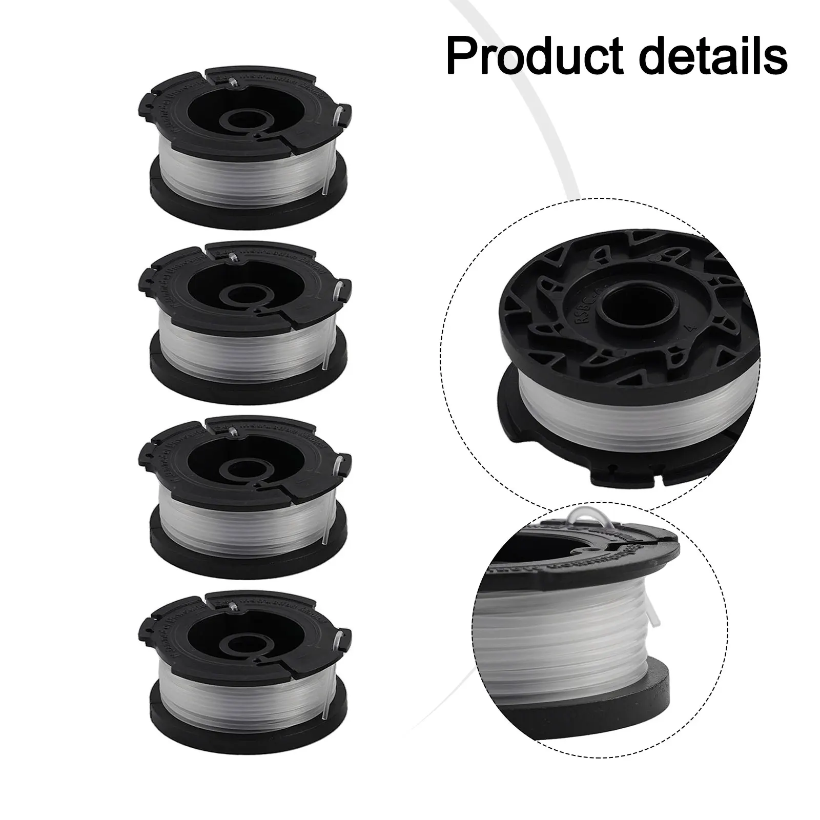 

Replacement Thread Spools with Coil Cap for Black and Decker Grass Trimmers 4x Spools 9 14m Length Fits Multiple Models