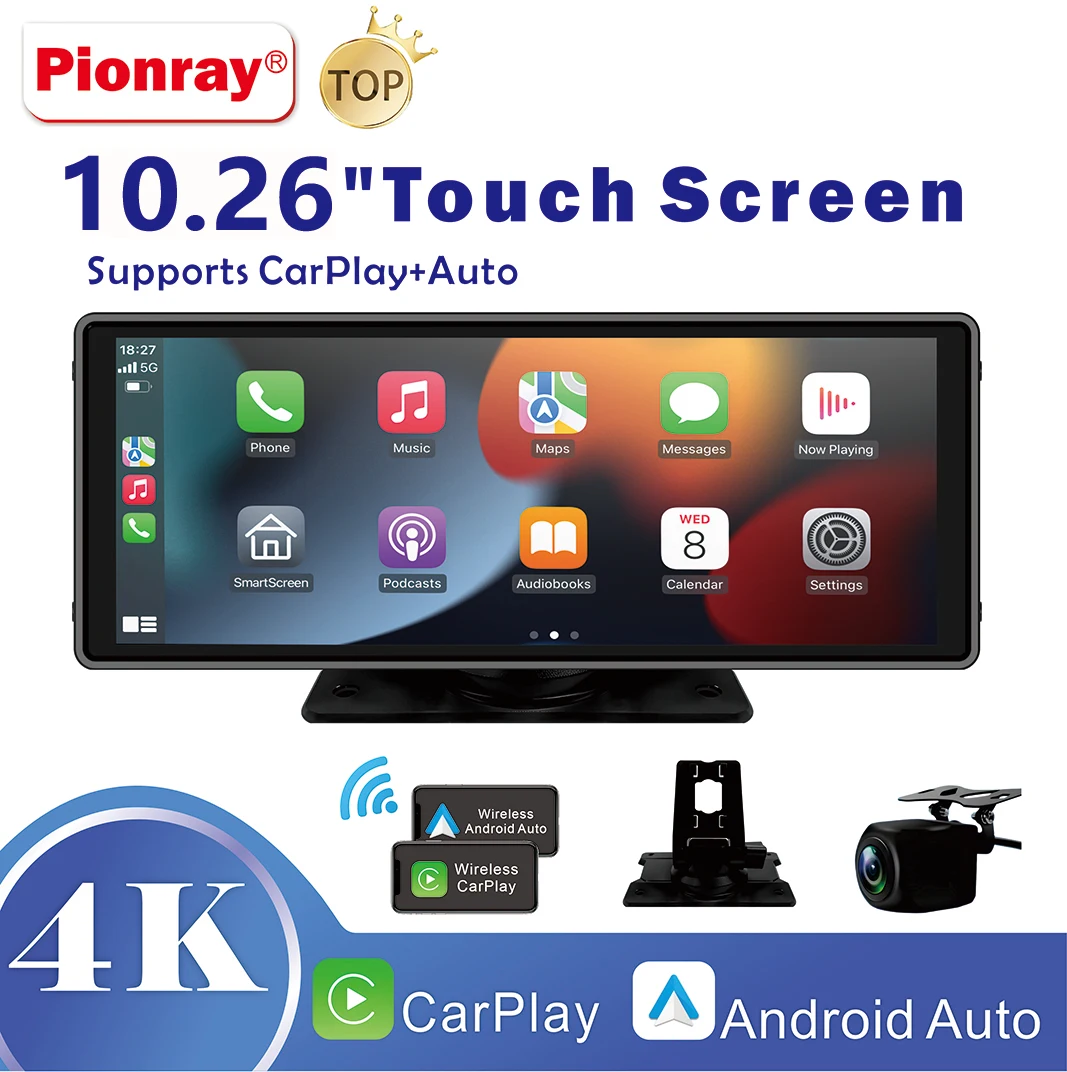 Universal Portable Carplay for Car Screen, Wireless Carplay Screen Wireless Car Stereo with Carplay Android Auto, Car Touchscree