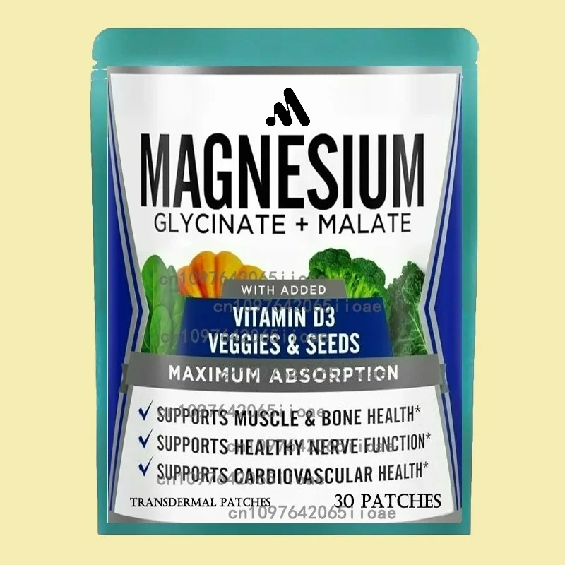 

30 Patches Magnesium Glycinate & Malate Complex Transdermal Patches Stress, Muscle & Heart Support