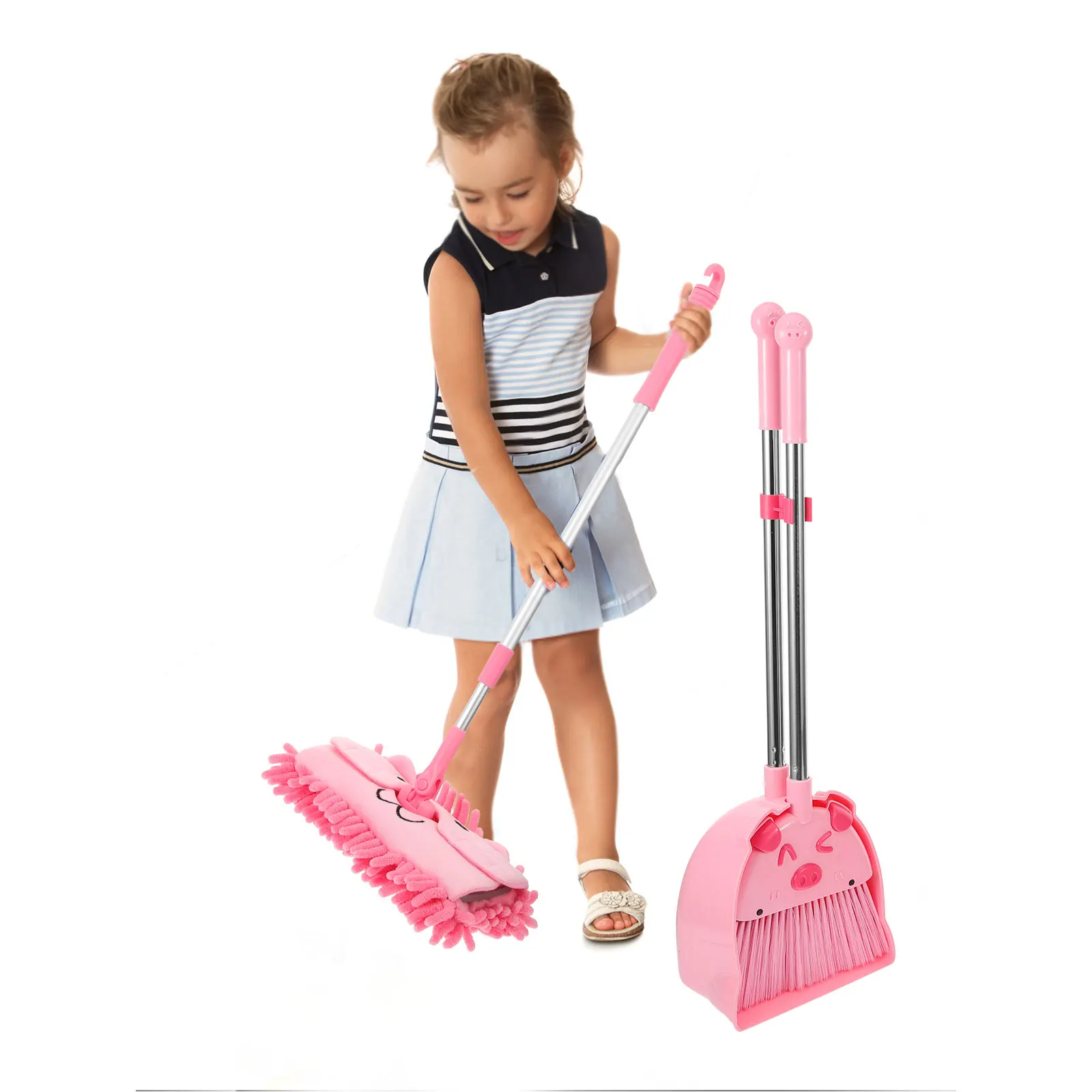 1 مجموعة الاطفال الكرتون مكنسة مجرفة ممسحة مجموعة صغيرة تنظيف أدوات الطفل المنزلية المنزلية الطابق موتور ممسحة مع عصارة