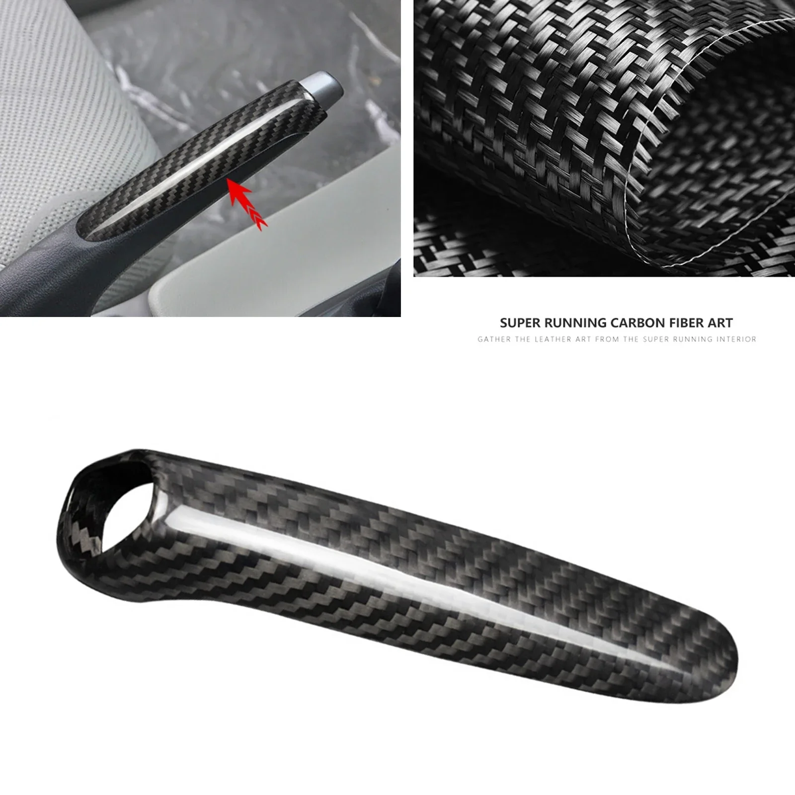 New！Car Gear Handbrake Cover Trim For Honda Civic 9th 2012 2013 2014 2015 Carbon Fiber Shifter Handle Shift Hand Brake Knob Shel