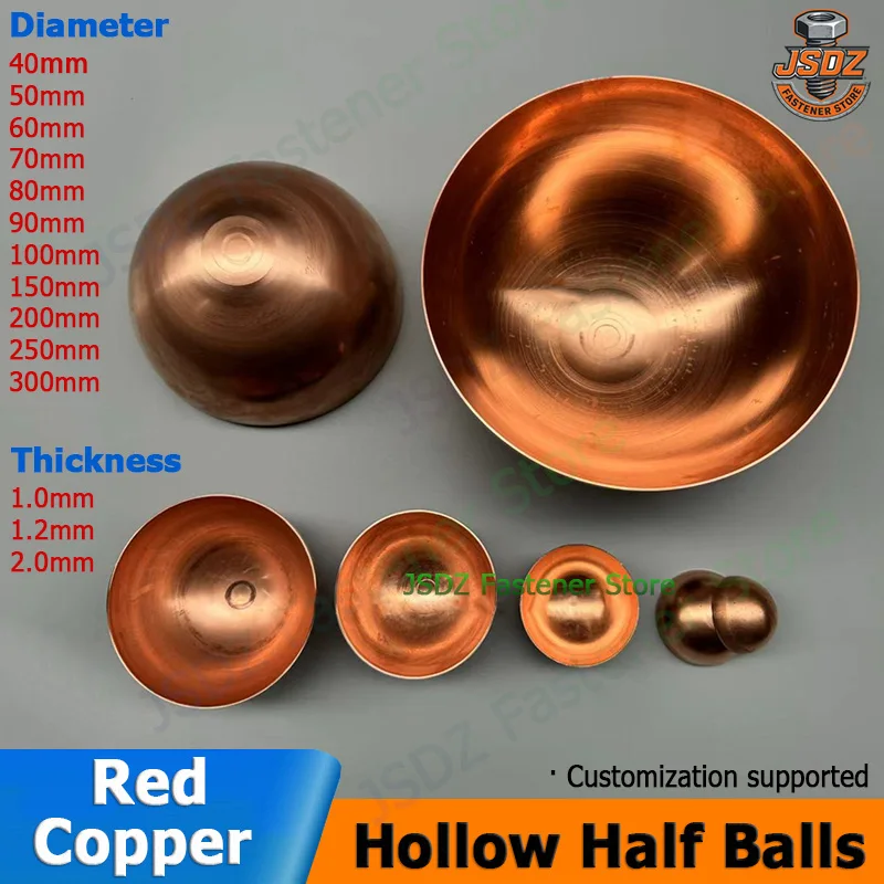 

1-10pcs OD 40-300mm Red Copper Hollow Hemisphere Semisphere Half Balls Decoration Sealing Plug Pipe Cap Heat Dissipation