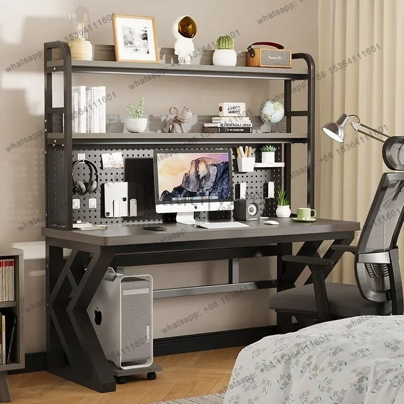 ld Simple Computer Desk Office Writing Desk Household Desk Bedroom Student Bookshelf Integrated with Hole Board Storage