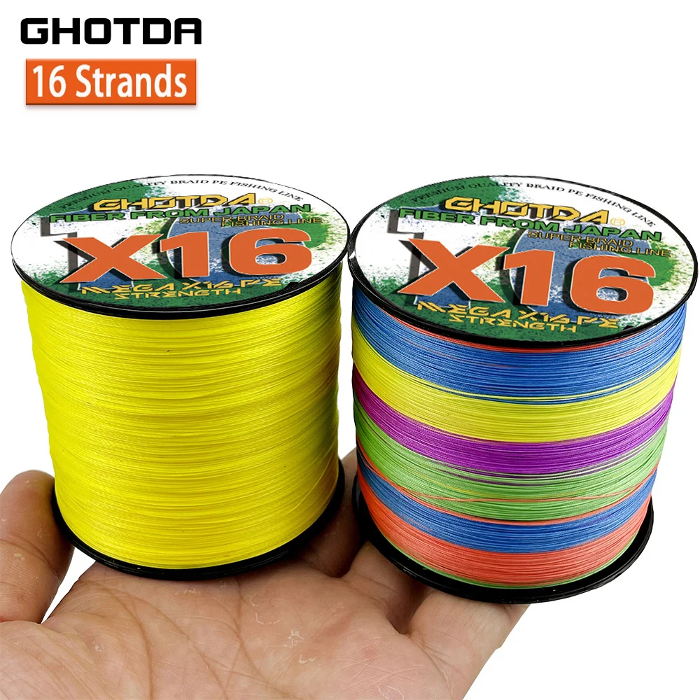 GHOTDA 16Strands Abrasion Resistant Braided Fishing Line PE Super Strong Anti-bite Line Fishing Accessories For Freshwater 100M