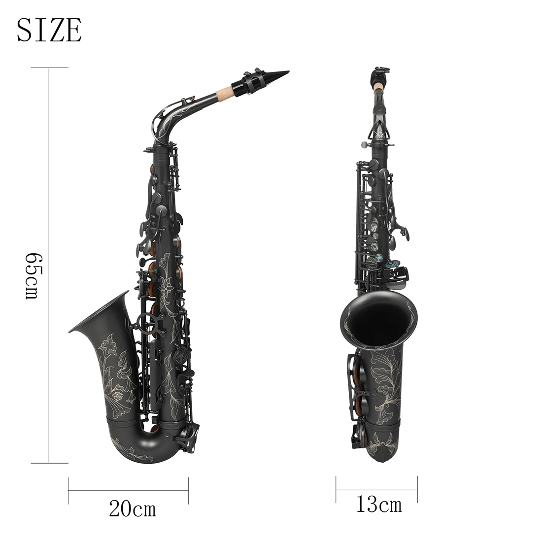SLADE Alto Saxophone Eb Brass Matte Plated Black Nickel Premium Saxophone For Professional Woodwind Instruments With Accessories