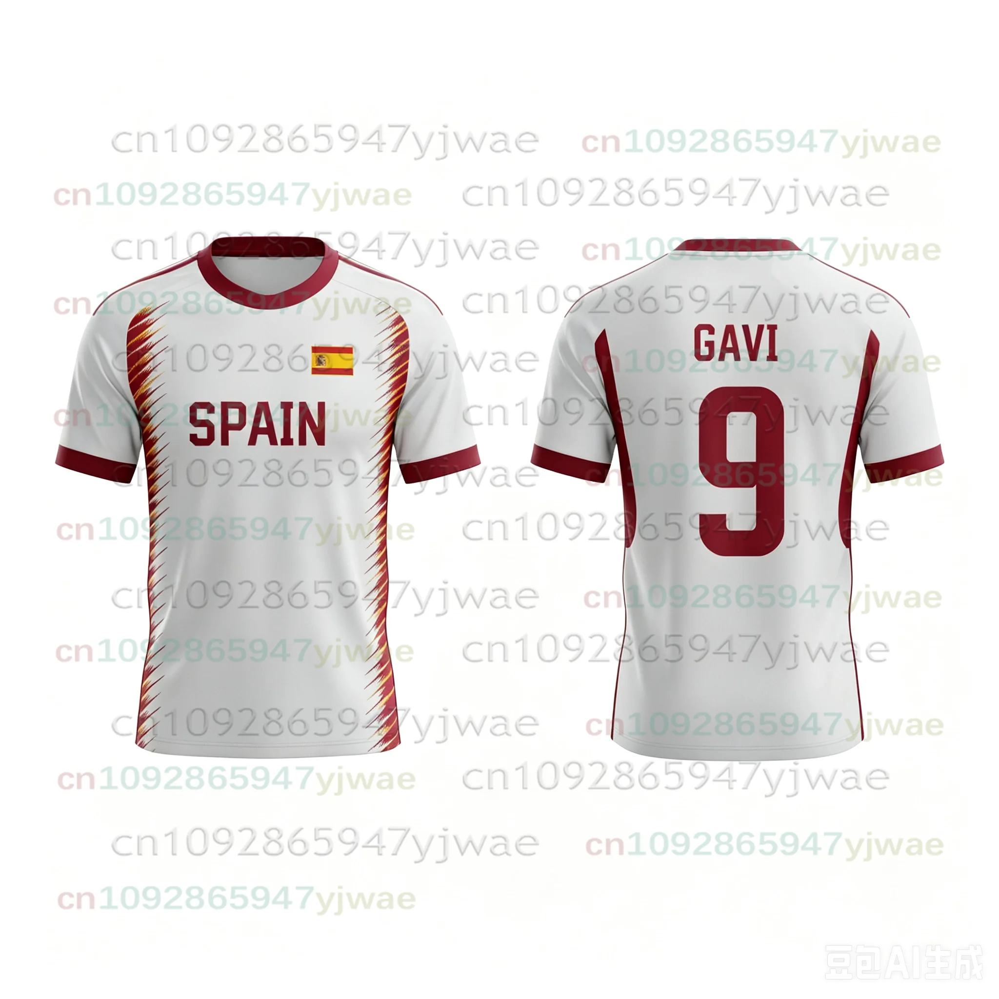 2026 Fußball-Trikot für Erwachsene/Kinder Spanische Sonderausgabe Fußballtrikot Yamal/Cucurella/Pedri/Gavi/Rodri # 19/24/20/9/16 Weißes T-Shirt – Detail 8