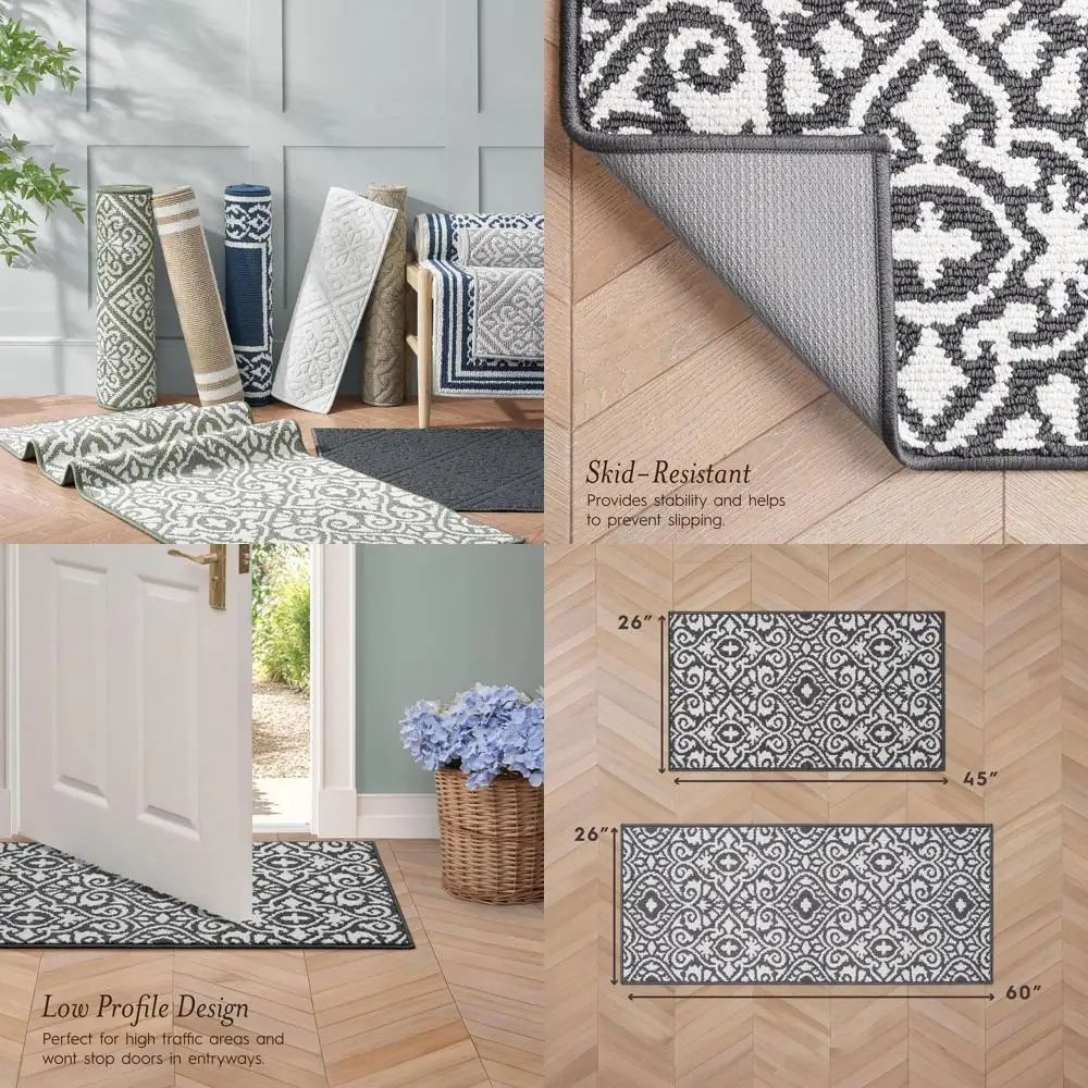 

Набор из 26 ковриков-дорожек 45x26/60x26 см, моющиеся, нескользящие, двухцветные (серый/бежевый)