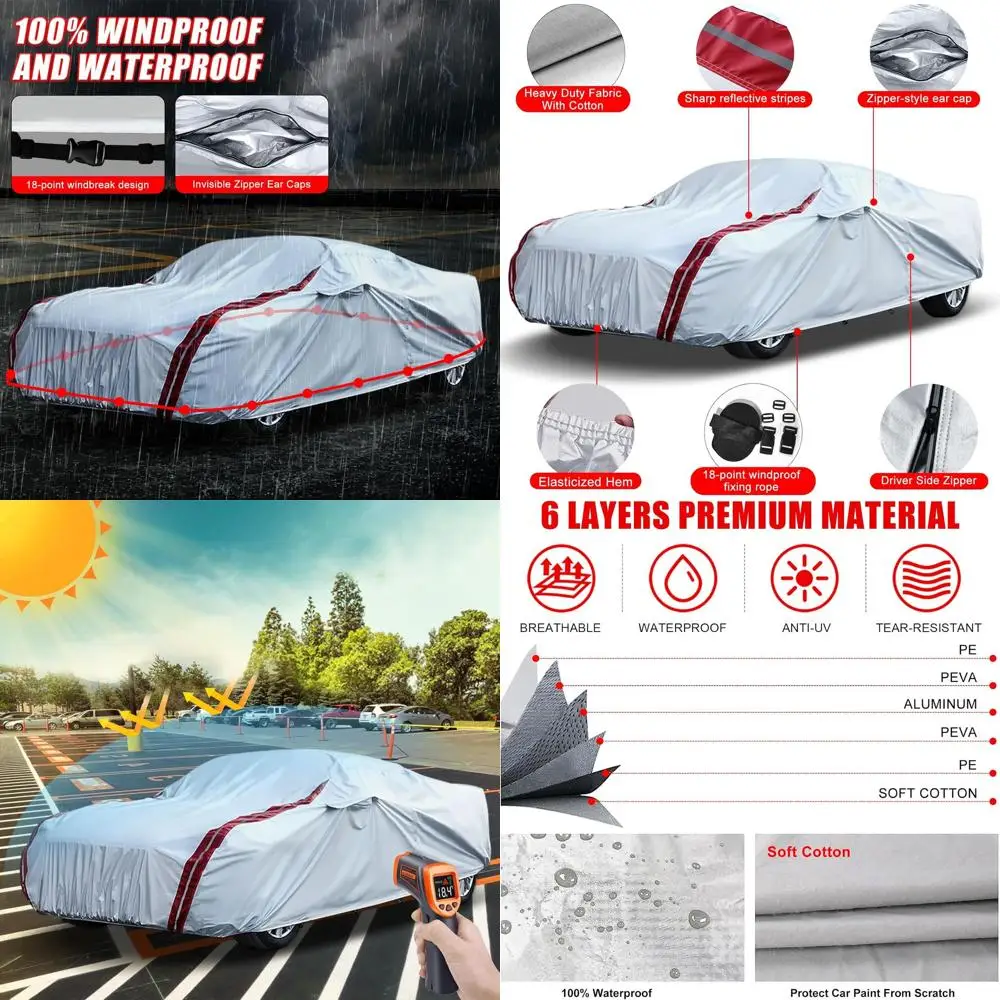 

All-Weather 6-Layer Fitted Car Cover for 2020-2025 C8 Corvette with Zippered Door and 18 Windproof Bands
