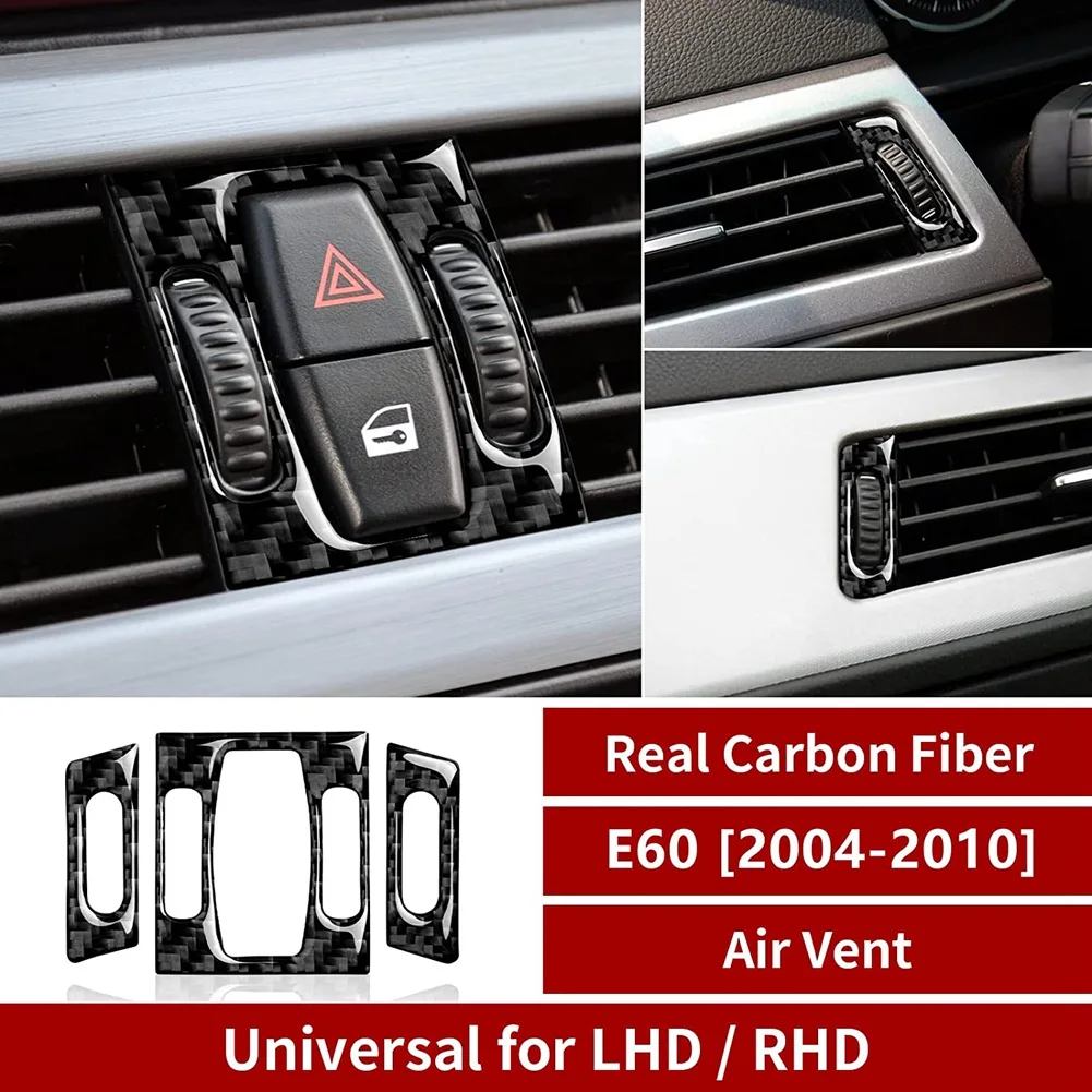 Car Center Console Air Conditioner AC Vent Cover Sticker Carbon Fiber Trim for -BMW 5 Series E60 2004-2010 Accessories