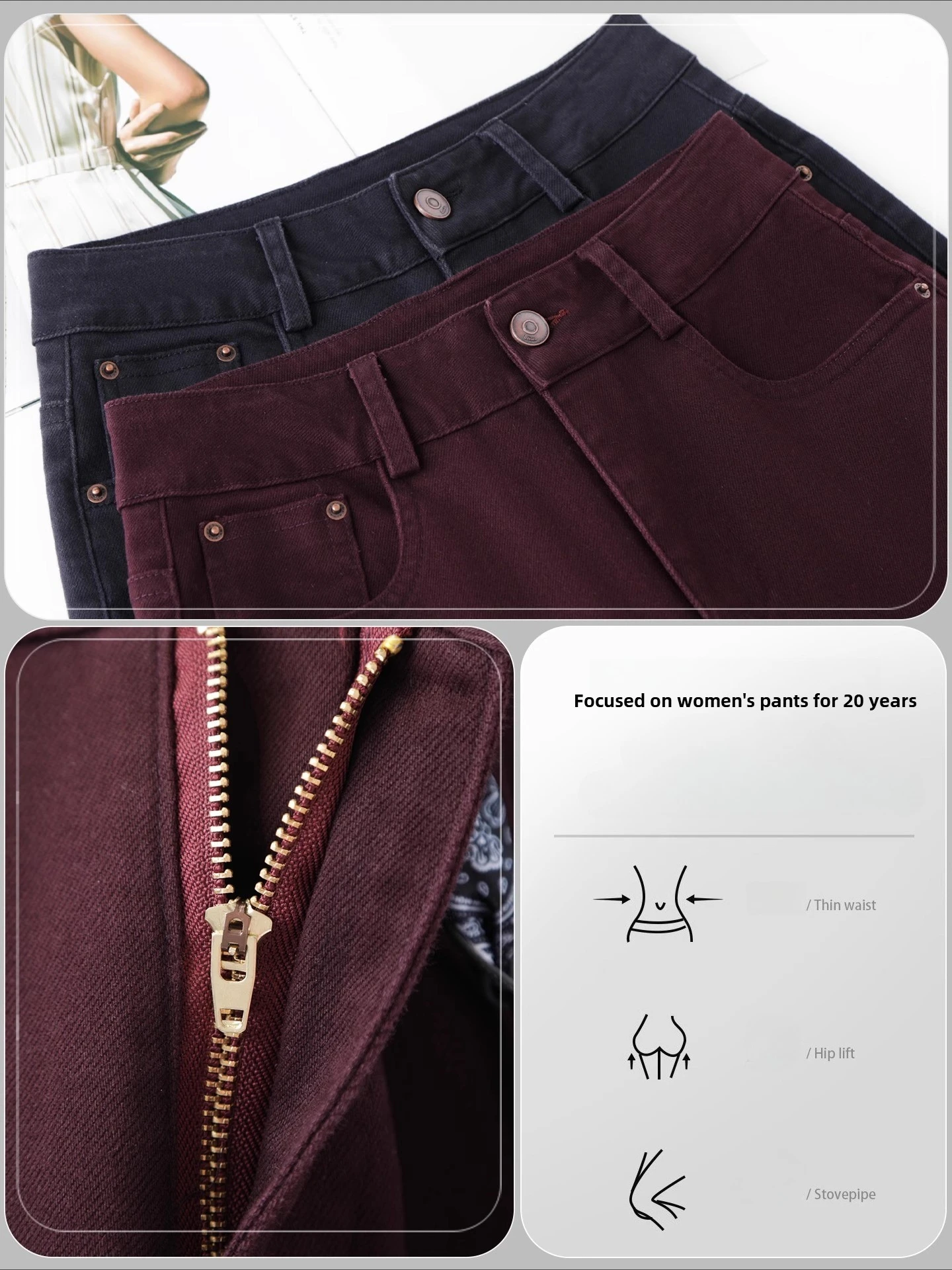 Pantaloni da donna nuovi primaverili e autunnali, jeans slim fit a gamba dritta a vita alta, pantaloni casual da pendolarismo