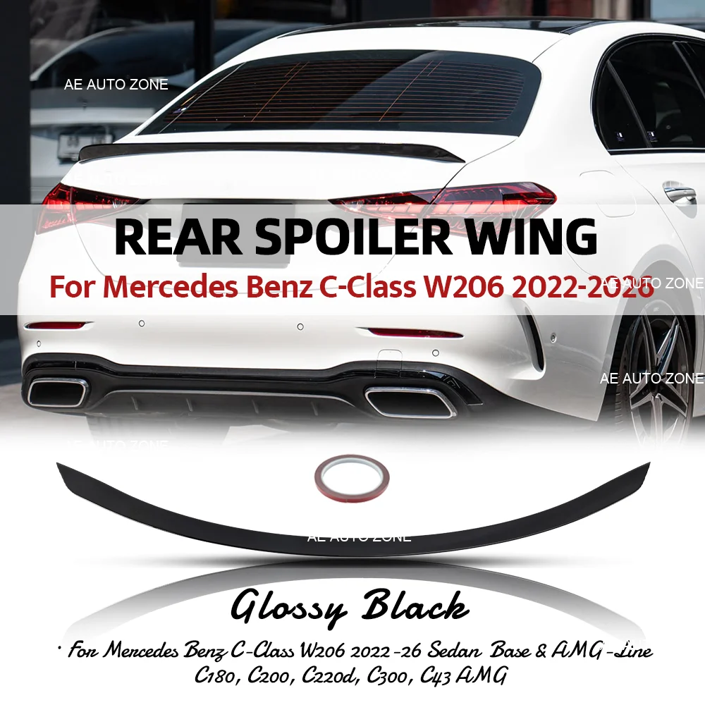 Glänzend schwarzer Heckspoiler für Mercedes Benz C-Klasse W206 2022-2026 4-Türer Limousine C43 C180 C200 C300 C220d C300d C300e