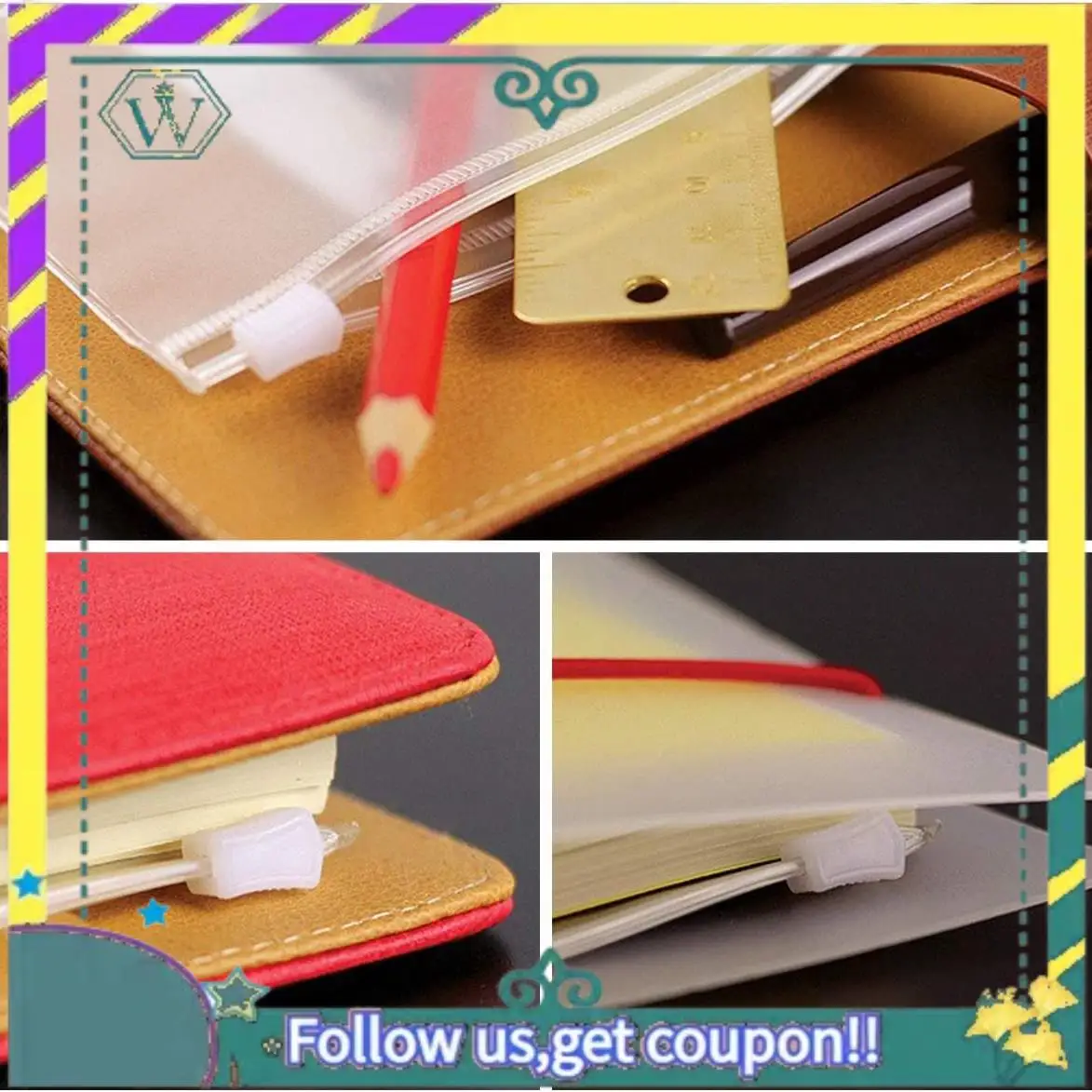 NEW 12 Pcs A5 Binder Pockets Binder Zipper Folders For 6-Ring Notebook Binder Loose Leaf Insert Bags Waterproof Pouch