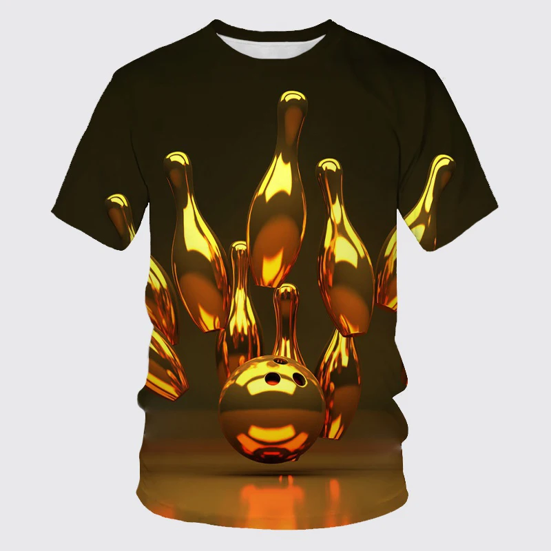 New Summer Bowling 3D Print T-Shirts Sports Casual Streetwear Men Women Fashion Oversized O-Neck T Shirt Male Tees Tops Clothing