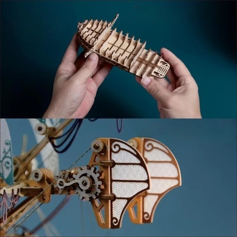 Steampunk Diy 3d Houten Puzzel Fantastisch Ruimteschip Model Bouwsteen Kits Assemblage Puzzel Speelgoed Voor Kinderen Meisjes Cadeau