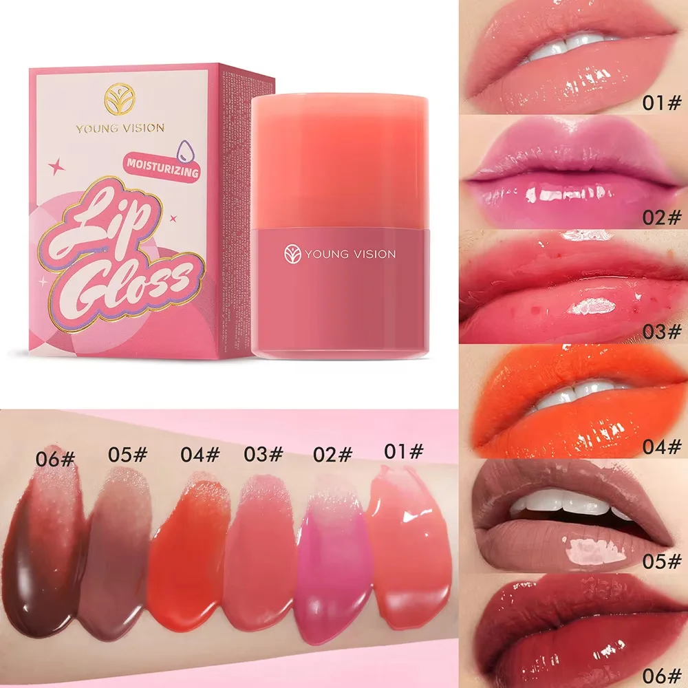 Moisturizing Hydrating Jelly like Lip Balm Lightweight Solid Lip Gloss Peach Toned Clear Lip Primer Essential Makeup Item