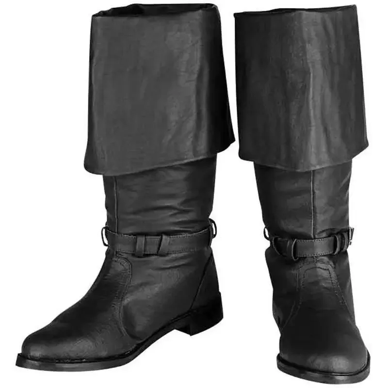 

Medieval Viking Retro Costume Men Knight Boots Larp Shoes PU Leather Warrior Cosplay Fantasy Carnival Party Anime S