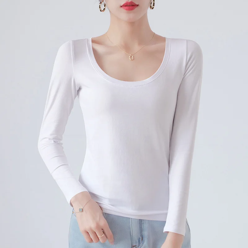 MRMT 2026 Brand New Cotton Women's T-shirt Long-sleeved Solid Color Women T-shirts Leisure Woman T Shirt for Female Tops Tees