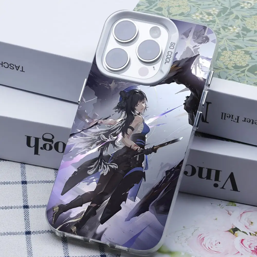 Чехол для телефона Wuthering Waves Yangyang для iPhone 17, 16, 15, 14, 13, 12, 11 X XR XS 8 7 Pro Max Plus, полупрозрачный белый чехол, роскошный