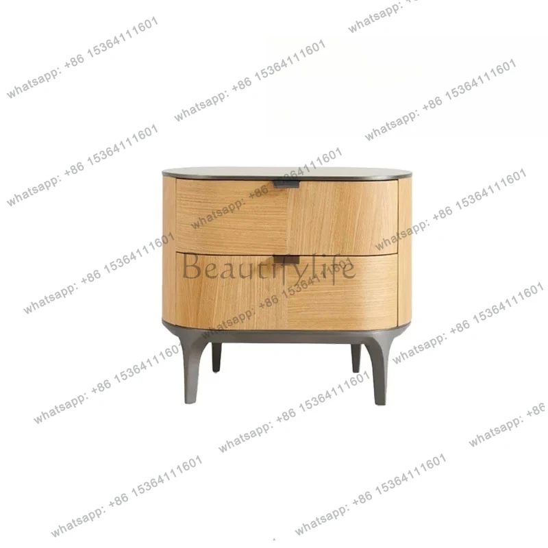 

Designer Bedside Table Italian Minimalist High-end Log Style Home Bedroom Locker Medieval Bedside Table