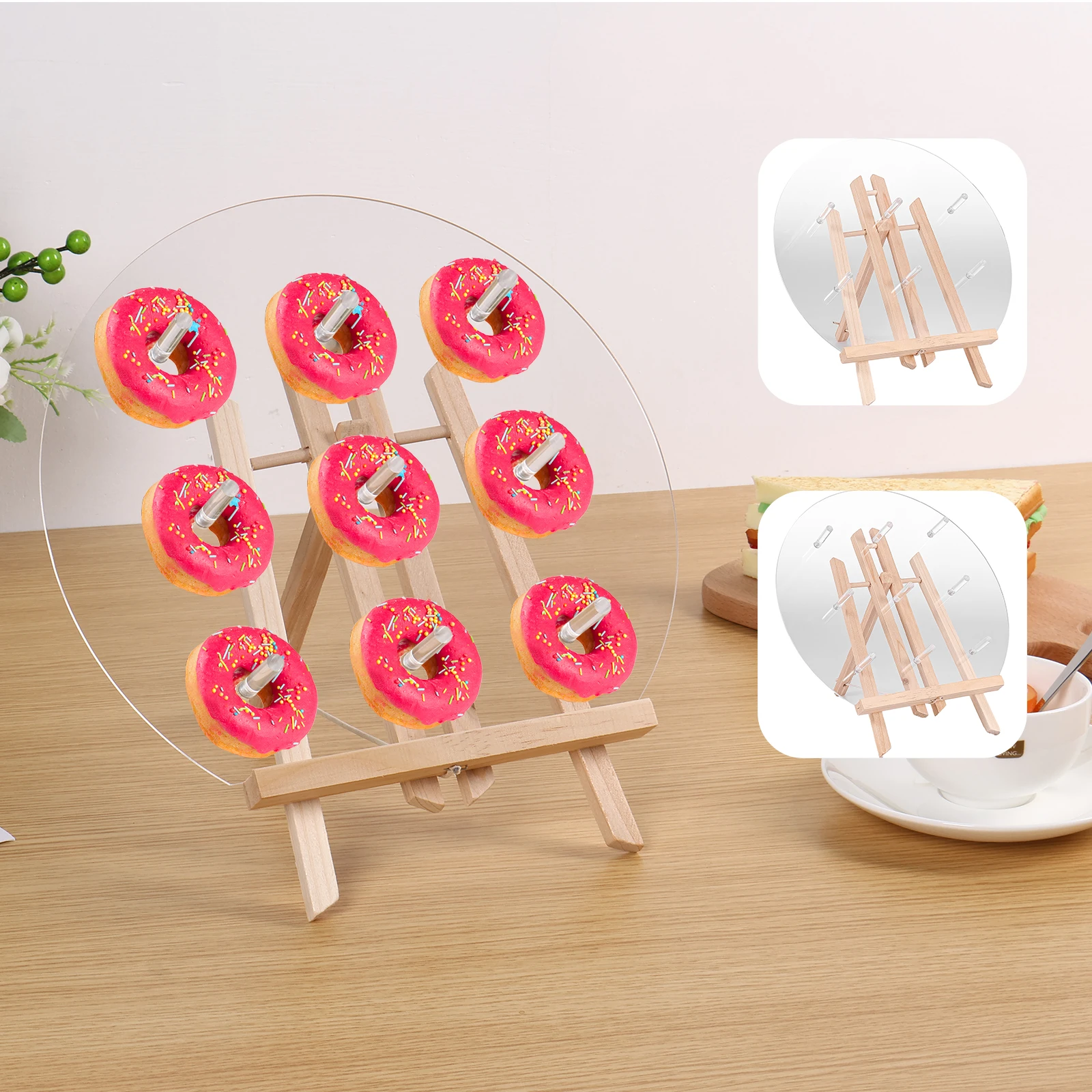 

6/9 Holes Donut Display Stand Acrylic Donut Wall Display Stand Reusable Donut Wall Mount Clear Donut Holder for Baby Showers