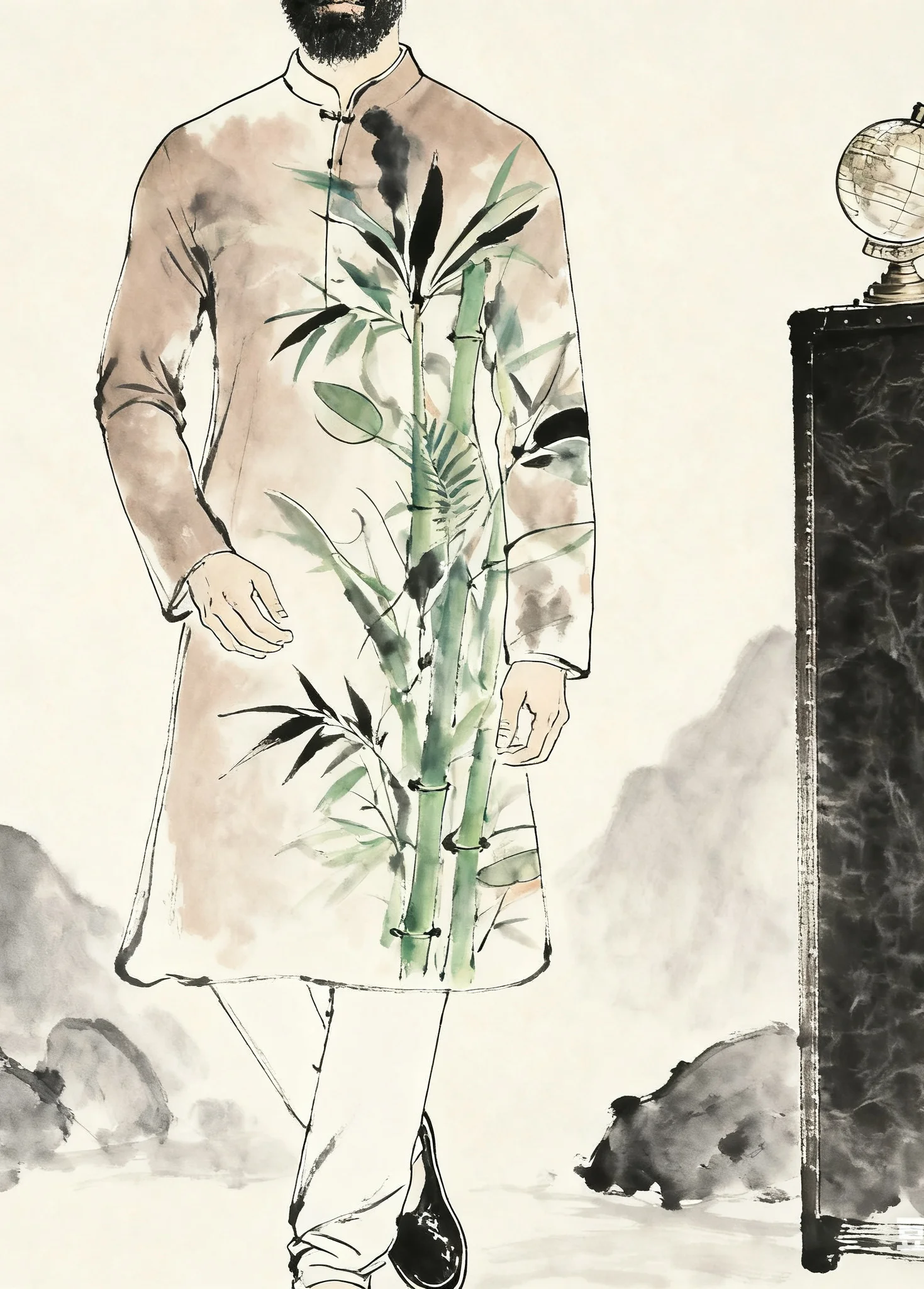 2026 Kurt men's digital print pattern kurta vardha fashionable casual fit regular robe suitable for all occasions