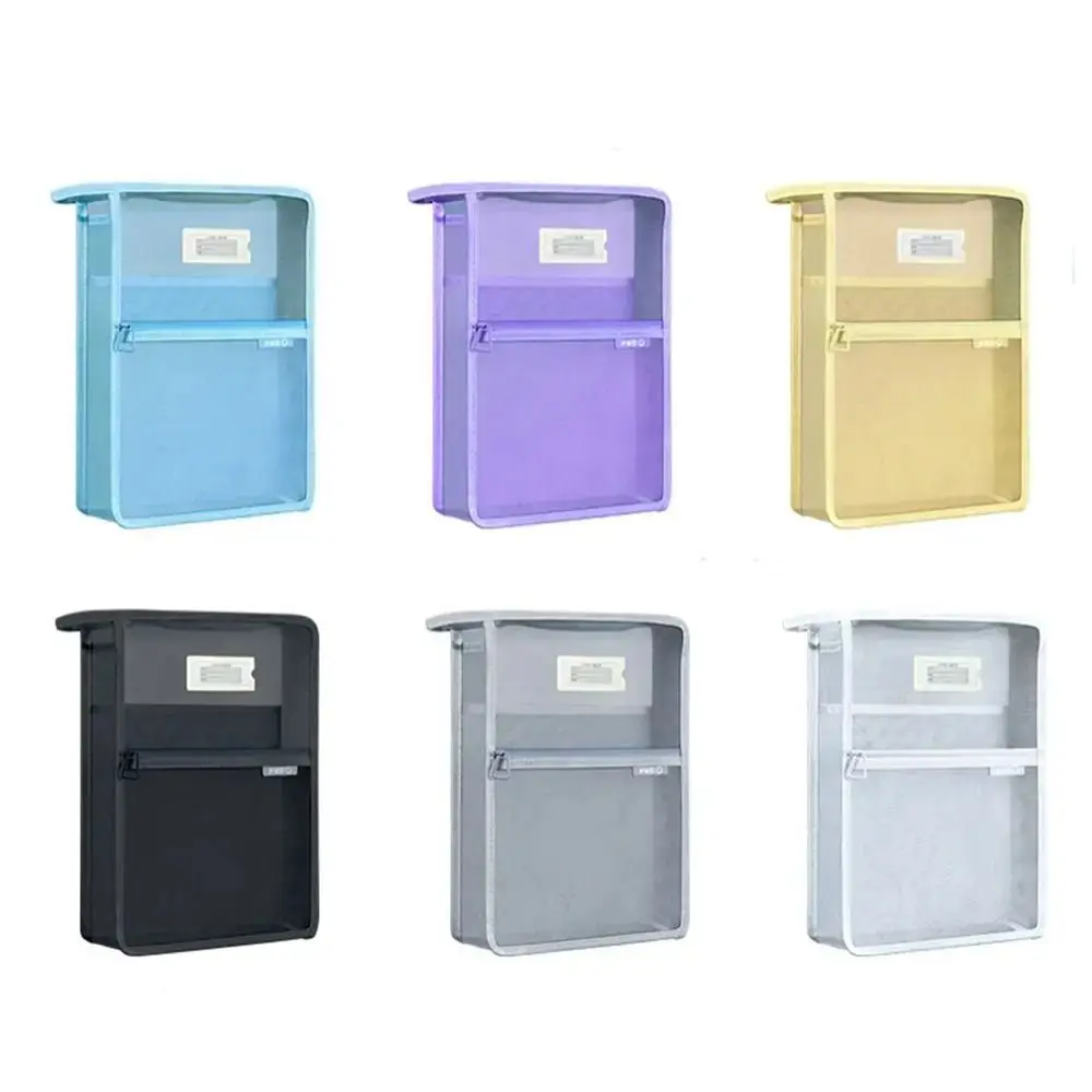 L Shaped Test Paper Storage Bag Wide Opening Thickened Mesh File Folder Bag Three-layer Partition Large Capacity