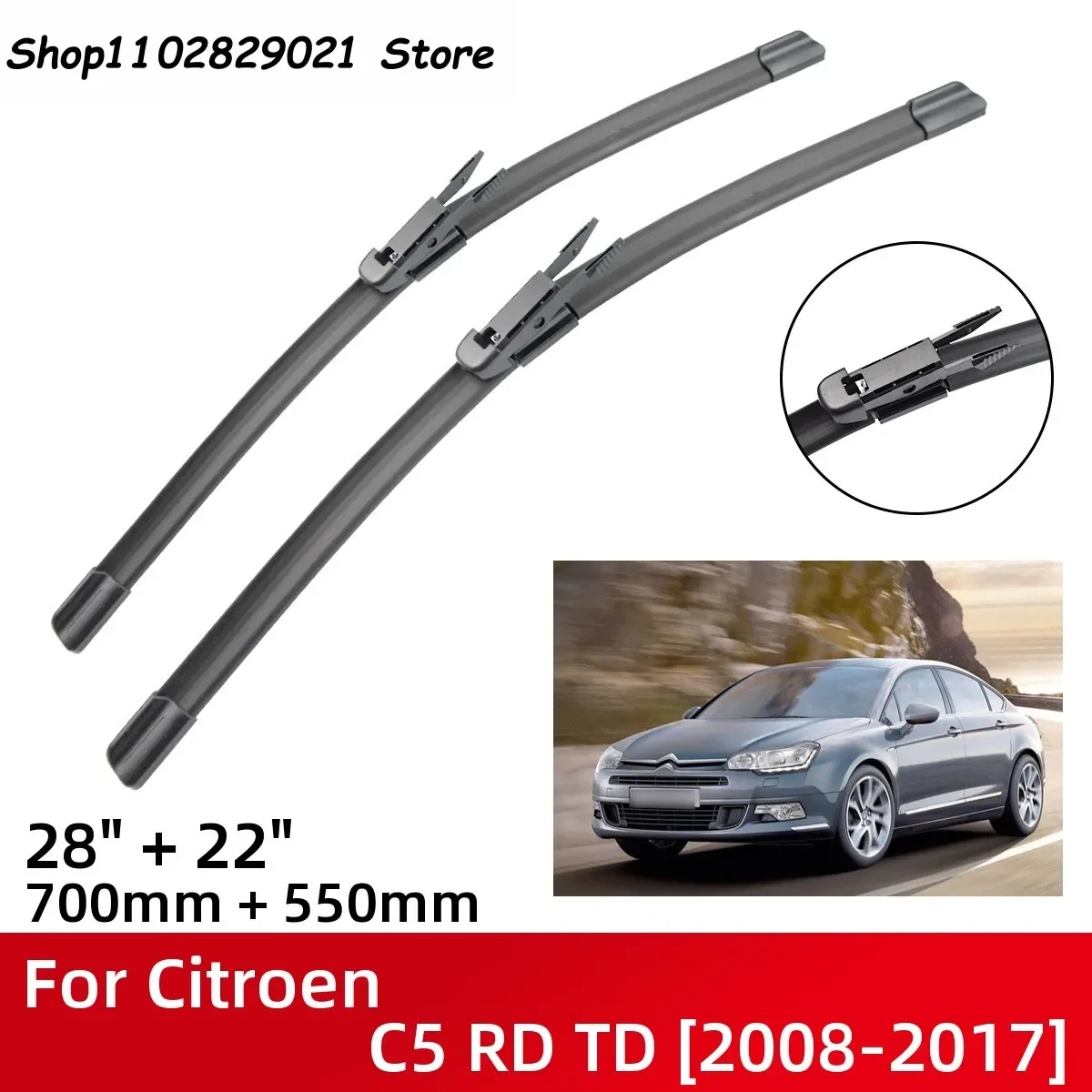 Front Wiper Blades For Citroen C5 RD TD 2008-2017 Windshield Windscreen Window 28