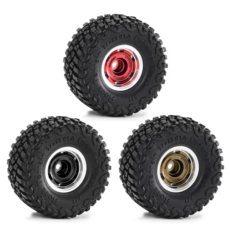 4 stücke 57mm 1,0 "Metall Beadlock Rad Reifen Set Für 1/18 1/24 RC Crawler Auto TRXS 4M SCX24 AX24 FCX24 Upgrade Teile Zubehör