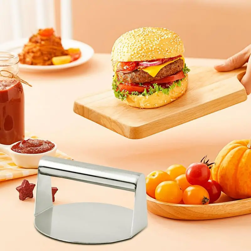 Meat Press Maker Heavy-Duty Cast Iron Burger Smasher For Griddle Ergonomic Burger Smasher For Griddle Stainless Steel Grill